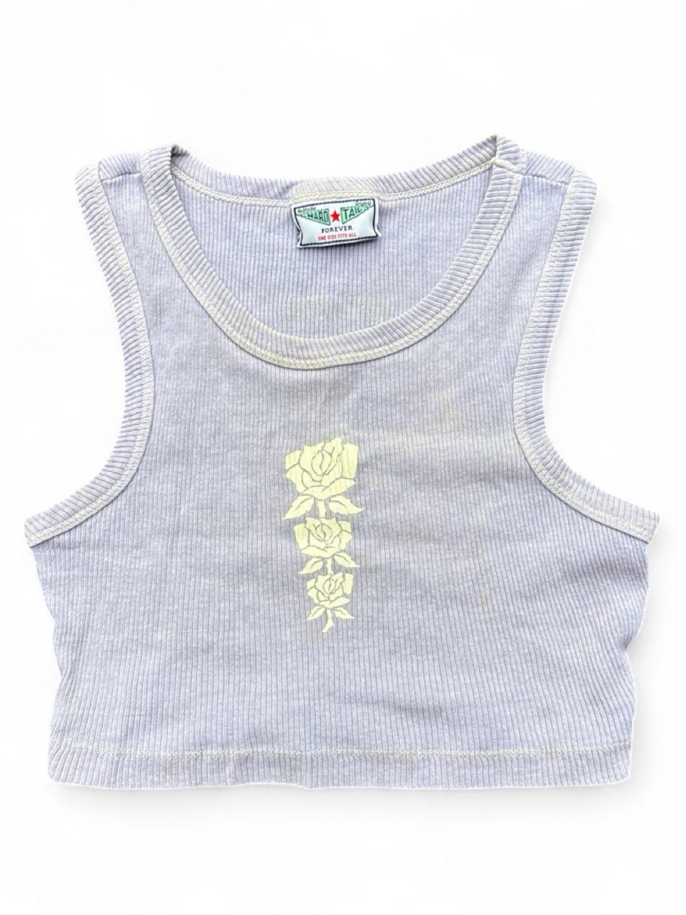 90’s vintage Hard Tail ribbed rose graphic crop top in lavender